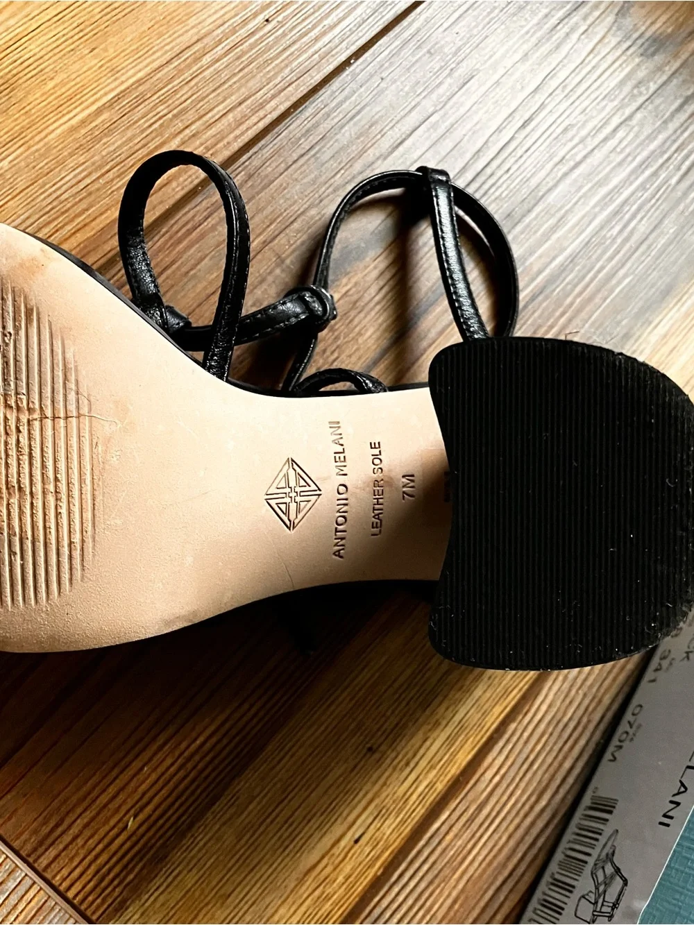 ANTONIO MELANI Black Strappy Knot-Heel Sandals